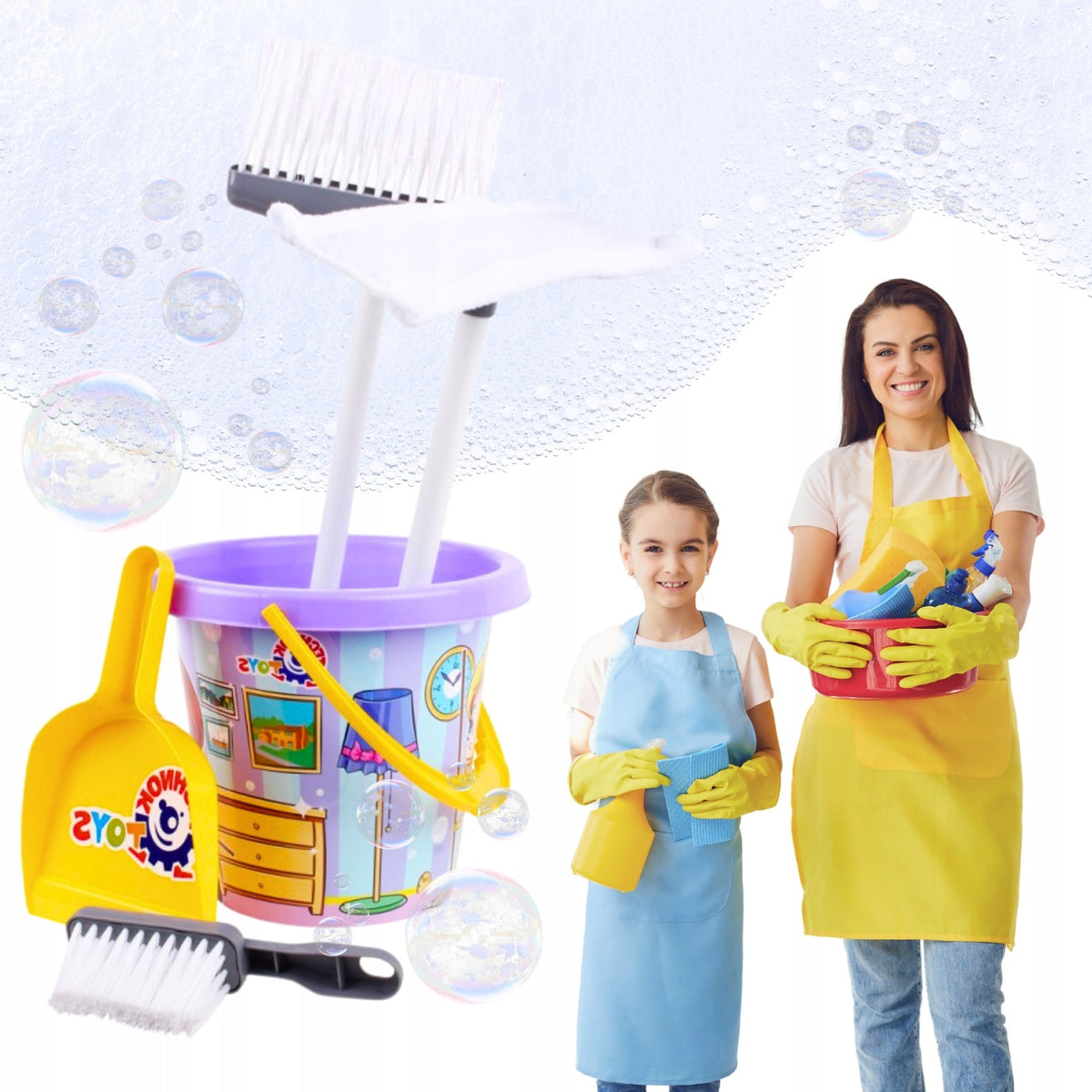 CLEANING KIT FOR CHILDREN MOP SWEEPER BUCKET TOY 5835