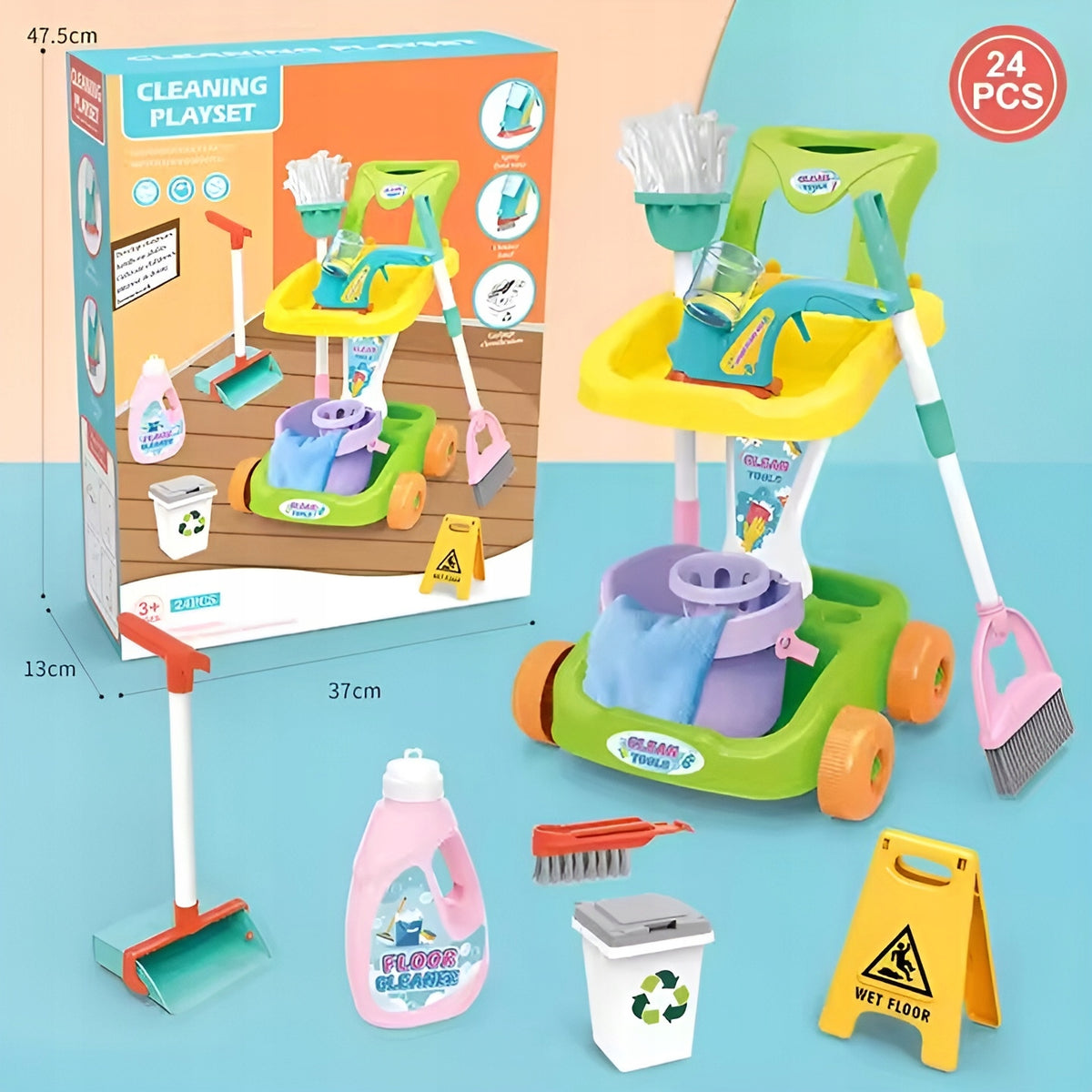 CLEANING KIT FOR CHILDREN STROLLER BROOM BUCKET ACCESSORIES MOP 15in1 Brand BOUNN