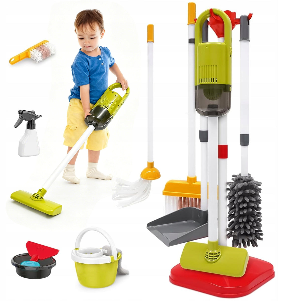 CLEANING KIT FOR CHILDREN VACUUM CLEANER MOP BROOM ACCESSORIES TOY