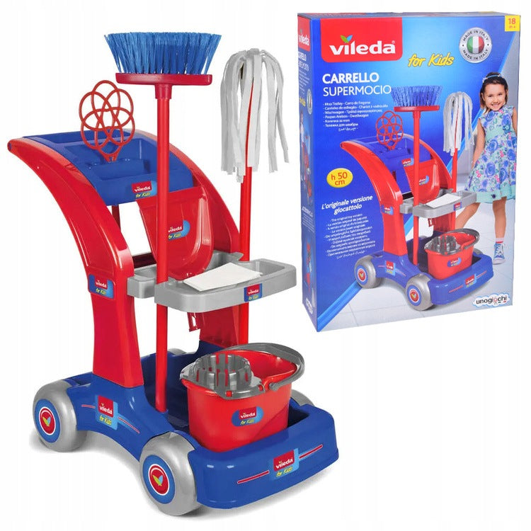CLEANING KIT FOR CHILDREN VILEDA MOP BROOM BUCKET TROLLEY WHISK