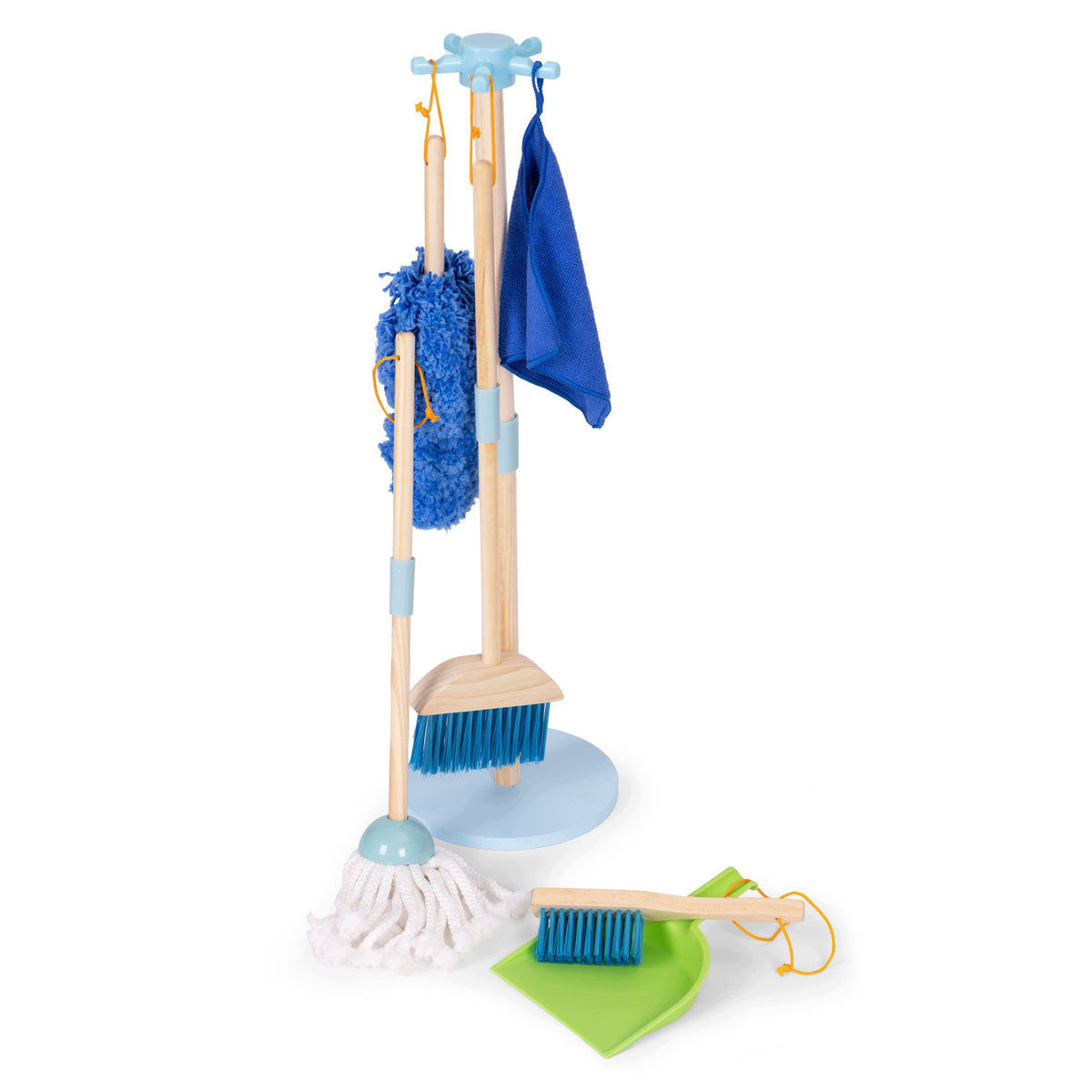 CLEANING KIT FOR CHILDREN WOODEN MOP SWEEPER WITH DUSTPAN 7 ELEMENT