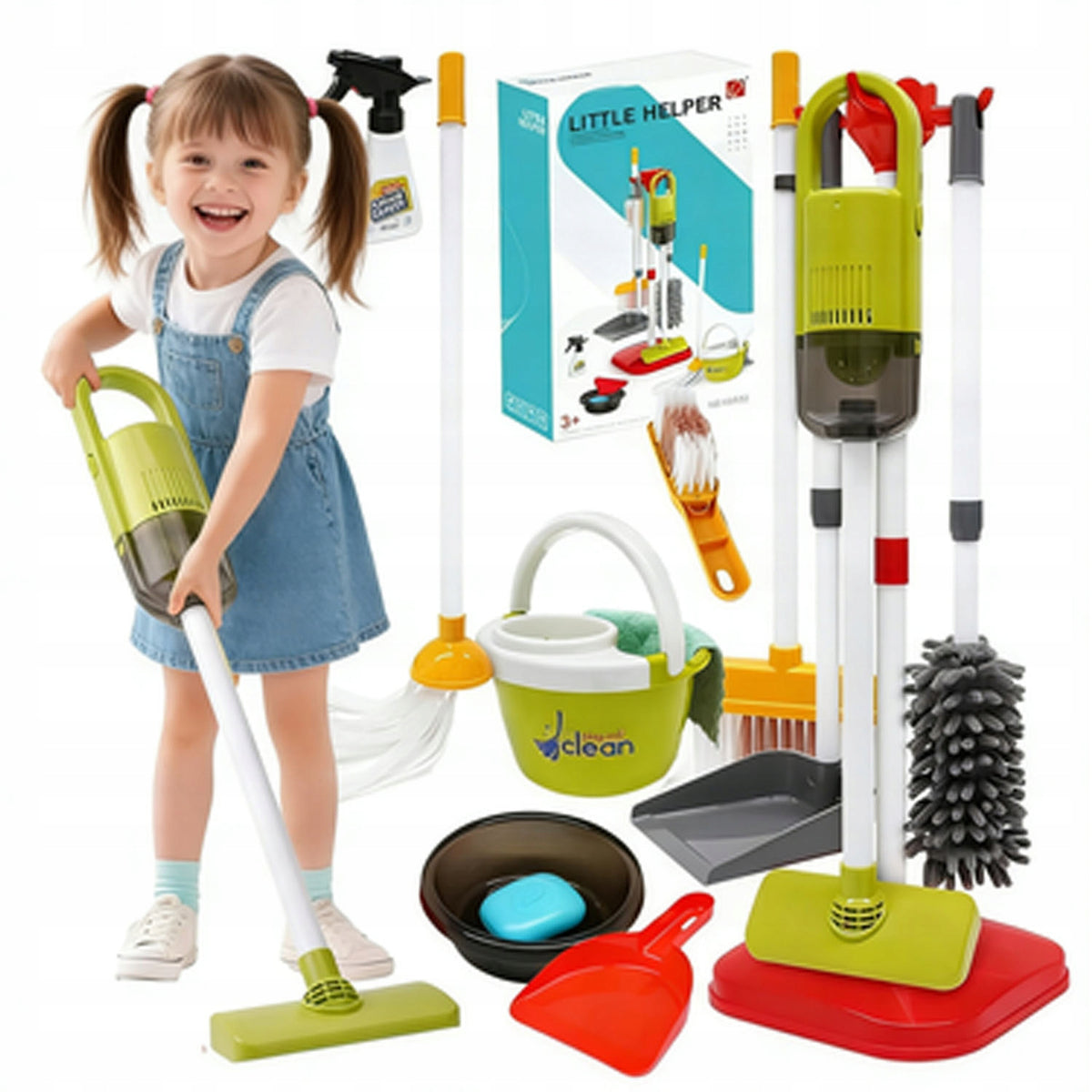 CLEANING KIT FOR KIDS BATTERY OPERATED VACUUM CLEANER BROOM MOP 22PCS
