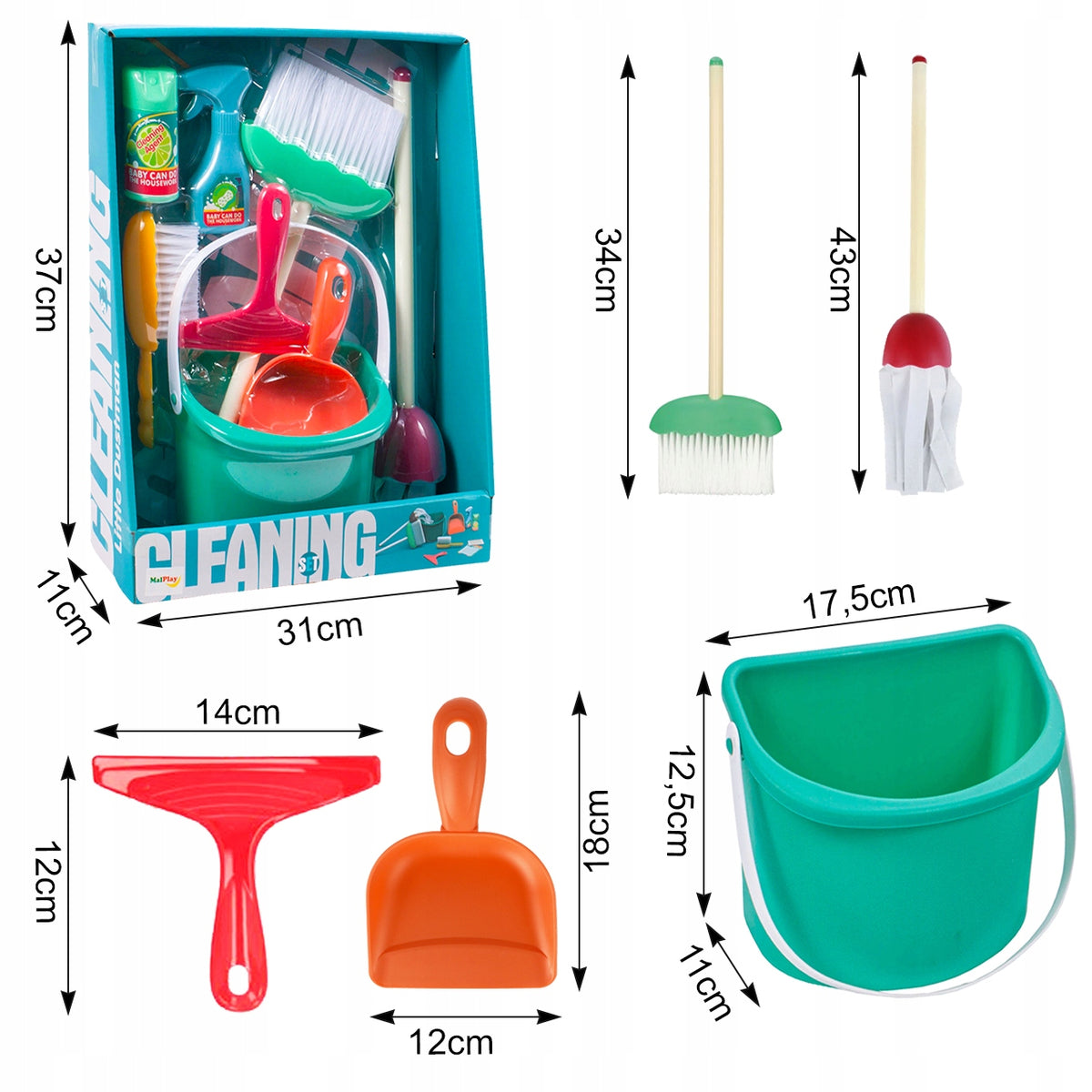 CLEANING LEARNING SET FOR CHILDREN MOP BRUSH BUCKET10 EL SCHEDULER Packaging status original