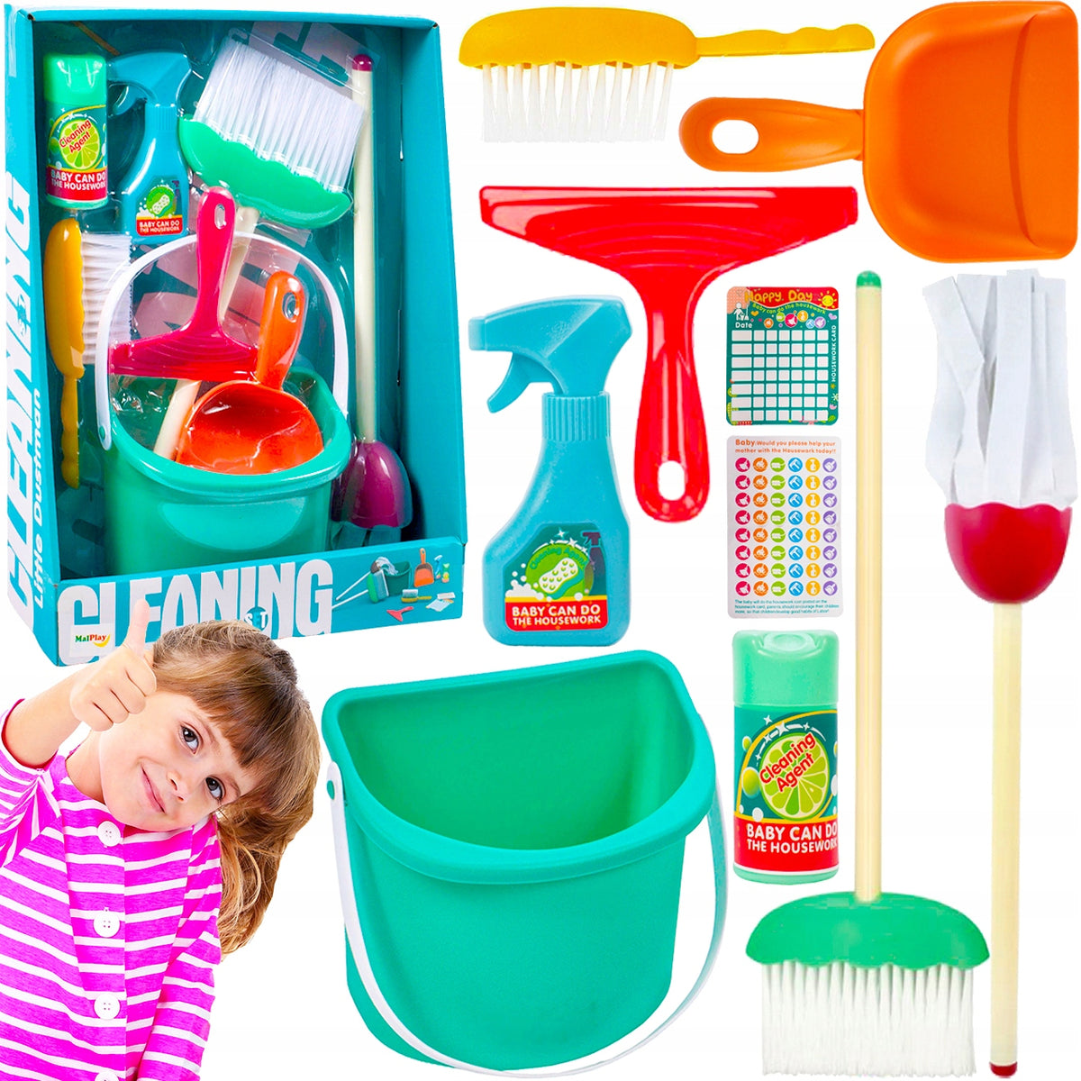 CLEANING LEARNING SET FOR CHILDREN MOP BRUSH BUCKET10 EL SCHEDULER