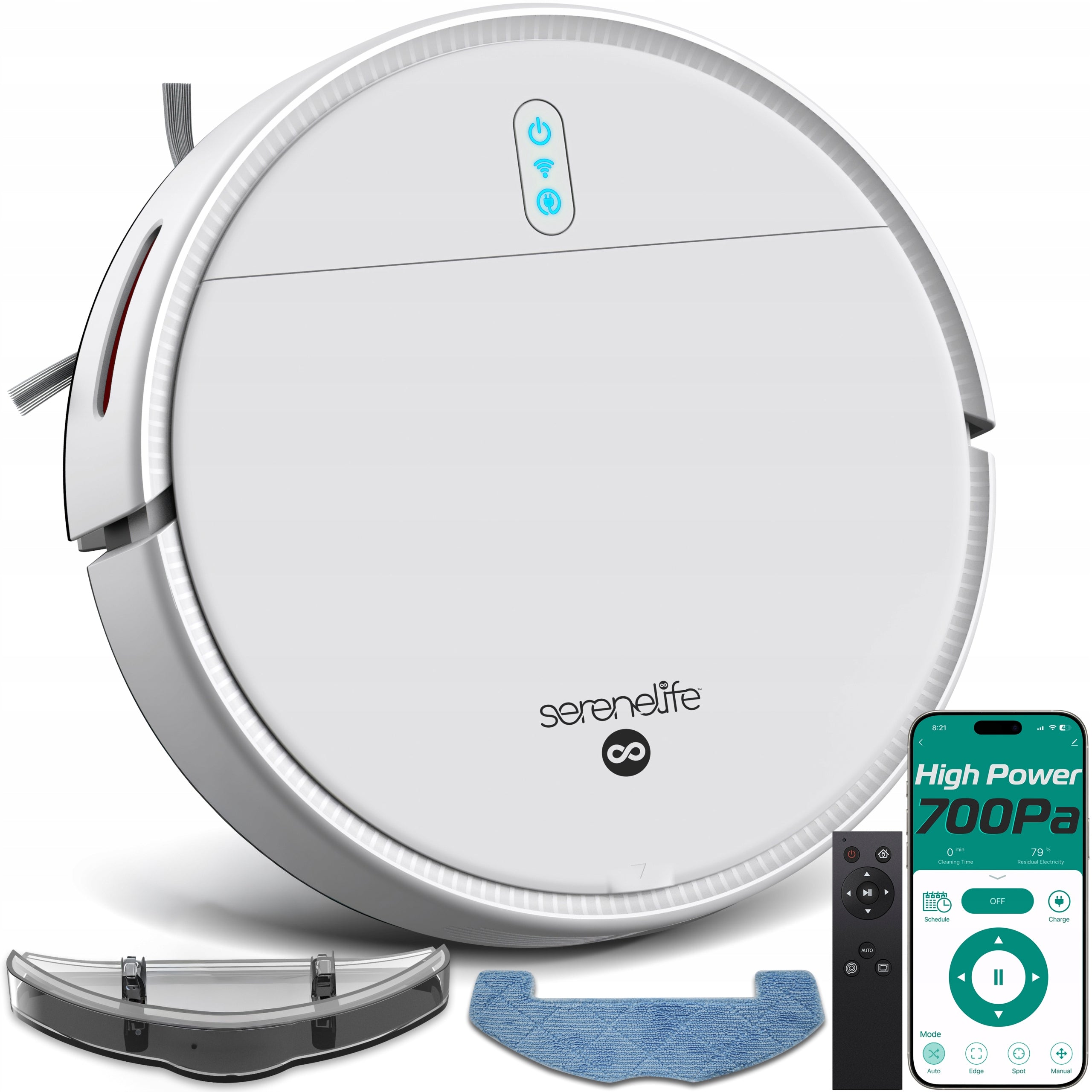 CLEANING ROBOT MOPPING 3IN1 VACUUMING MOPPING SWEEPING 700PA WHITE