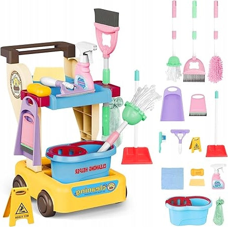 CLEANING SET FOR CHILDREN 16 EL. VACUUM CLEANER, MOP, BRUSH - TOY
