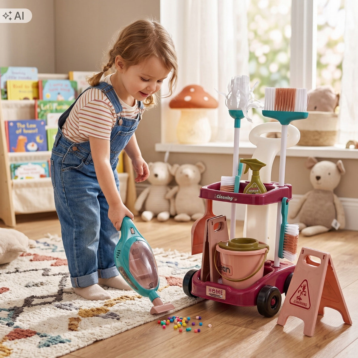CLEANING SET HANDHELD VACUUM CLEANER CHILDREN TROLLEY ON WHEELS ACCESSORIES 14 EL Manufacturer code ZESTAW SPRZĄTAJĄCY ODKURZACZ RĘCZNY DZIECI