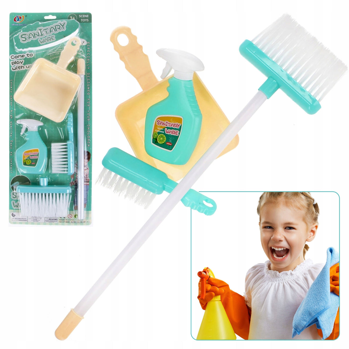 CLEANING SET for children – Broom, Drawer, Sweeper, Liquid