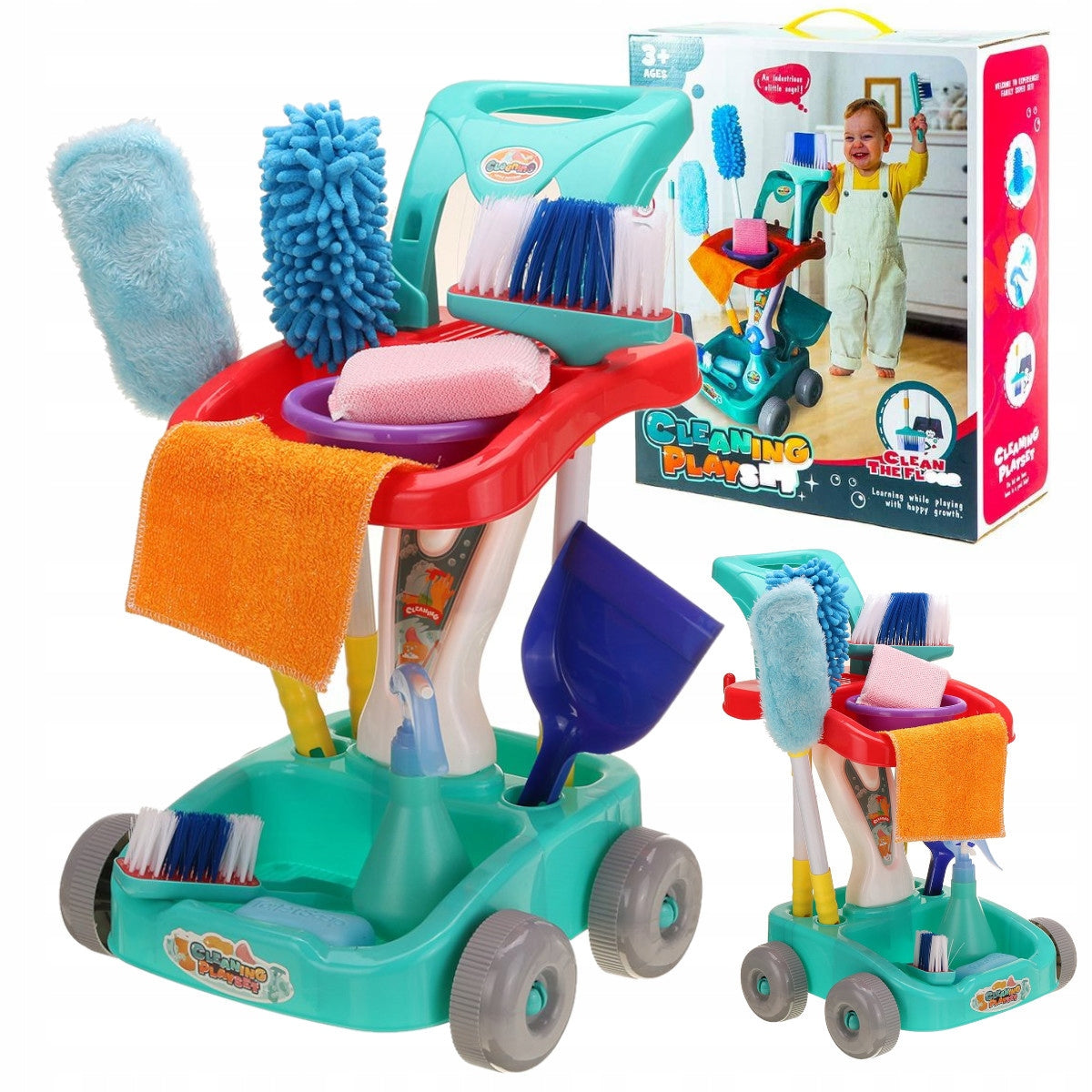 CLEANING SET for children LARGE STROLLER MOP BROOM WATER SPRAY 13 el. Brand Stator