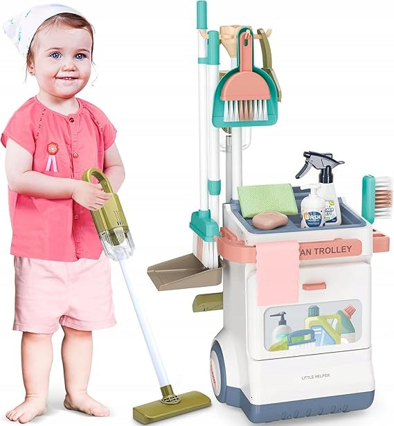 CLEANING TROLLEY FOR CHILDREN VACUUM CLEANER WITH SUCTION FUNCTION BROOM TROLLEY Kid's age 3+ years