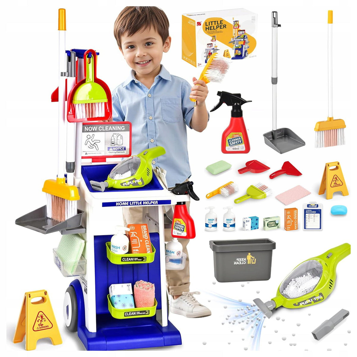 CLEANING TROLLEY SET FOR CHILDREN BATTERY-OPERATED VACUUM CLEANER + ACCESSORIES 22EL Manufacturer code Z3136