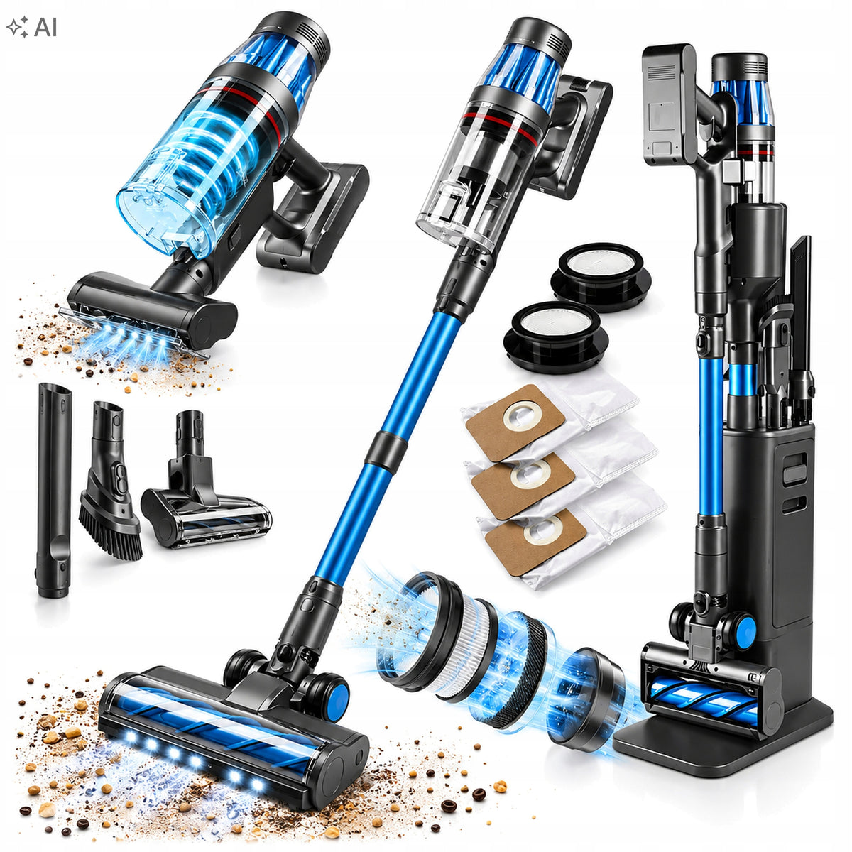 CLEANMAXX AeroTec 500 Bagless Cordless Vacuum Cleaner for Floors and Home