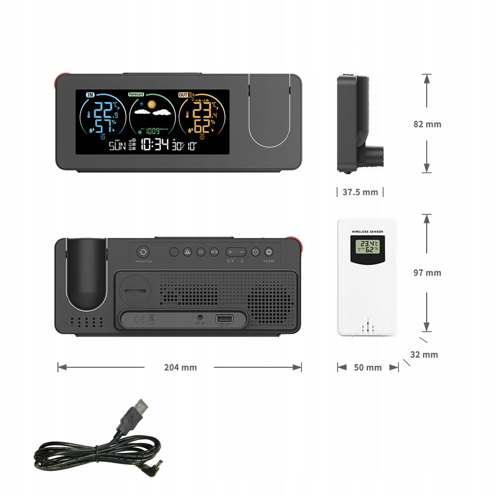 CLOCK WITH PROJECTOR FUNCTION ALARM CLOCK TEMP Model ZX3538