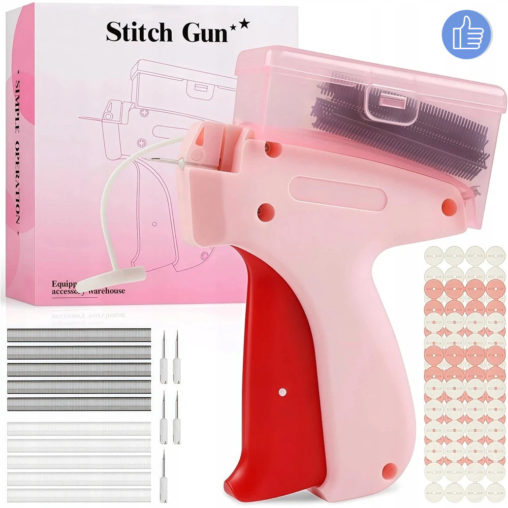CLOTHES SEWING GUN WITH 5 NEEDLES 500 BLACK STAPLES AND 96 PADS