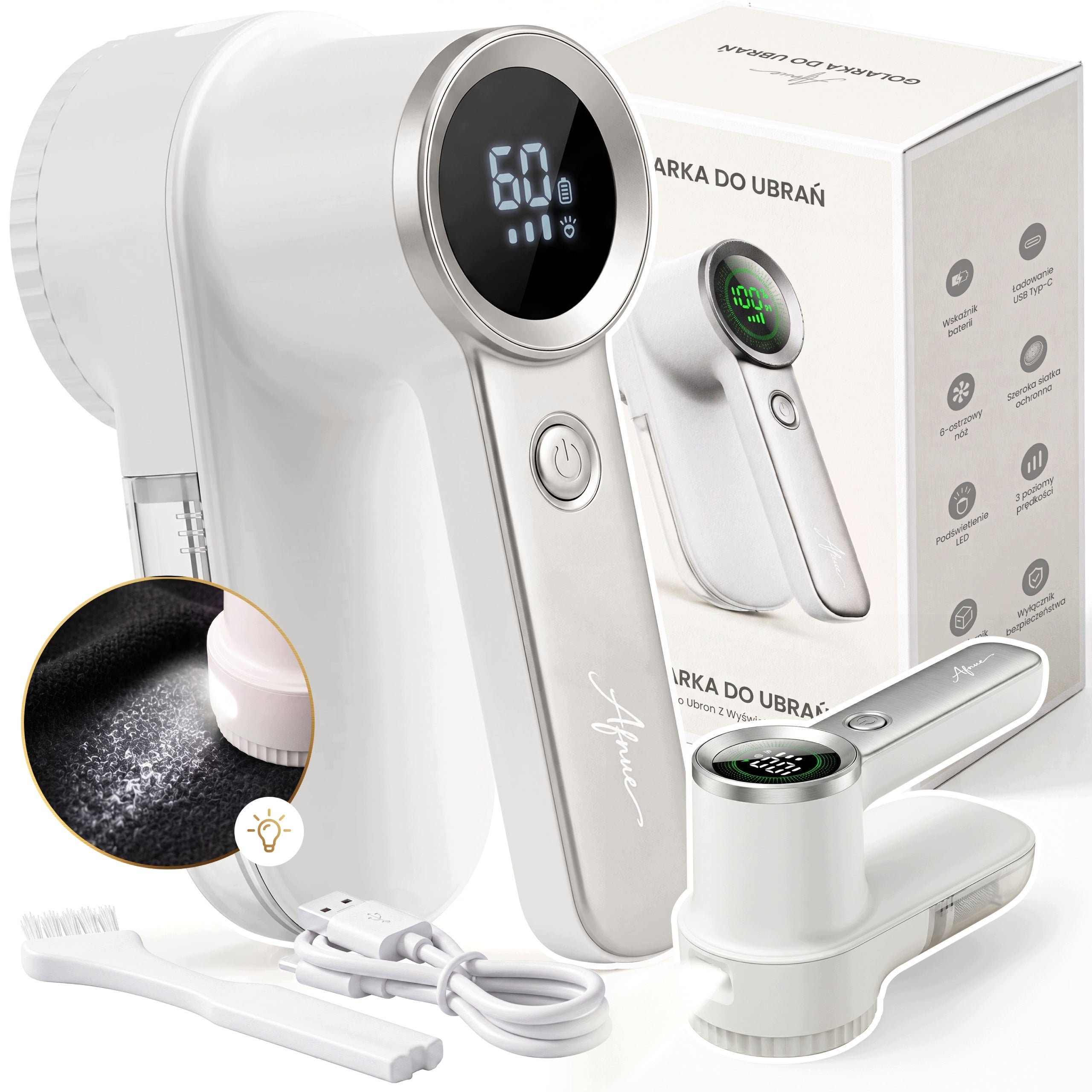 CLOTHES SHAVER ELECTRIC CORDLESS FOR FABRICS STRONG + LED LIGHT