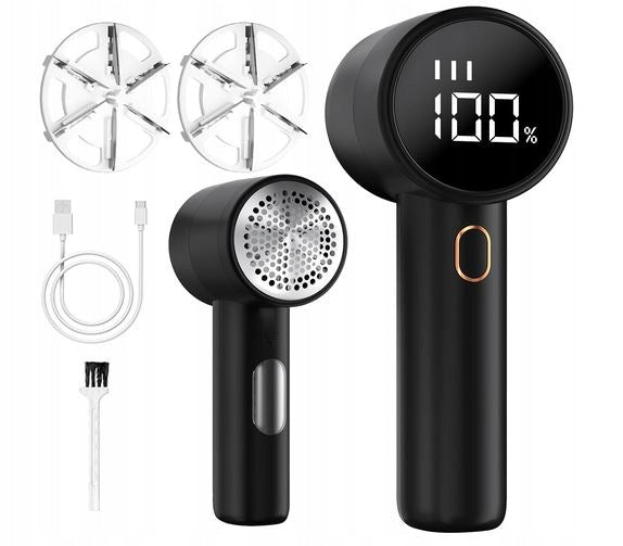 CLOTHES SHAVER LINT REMOVER Q20 PORTABLE, LED DISPLAY, BLACK