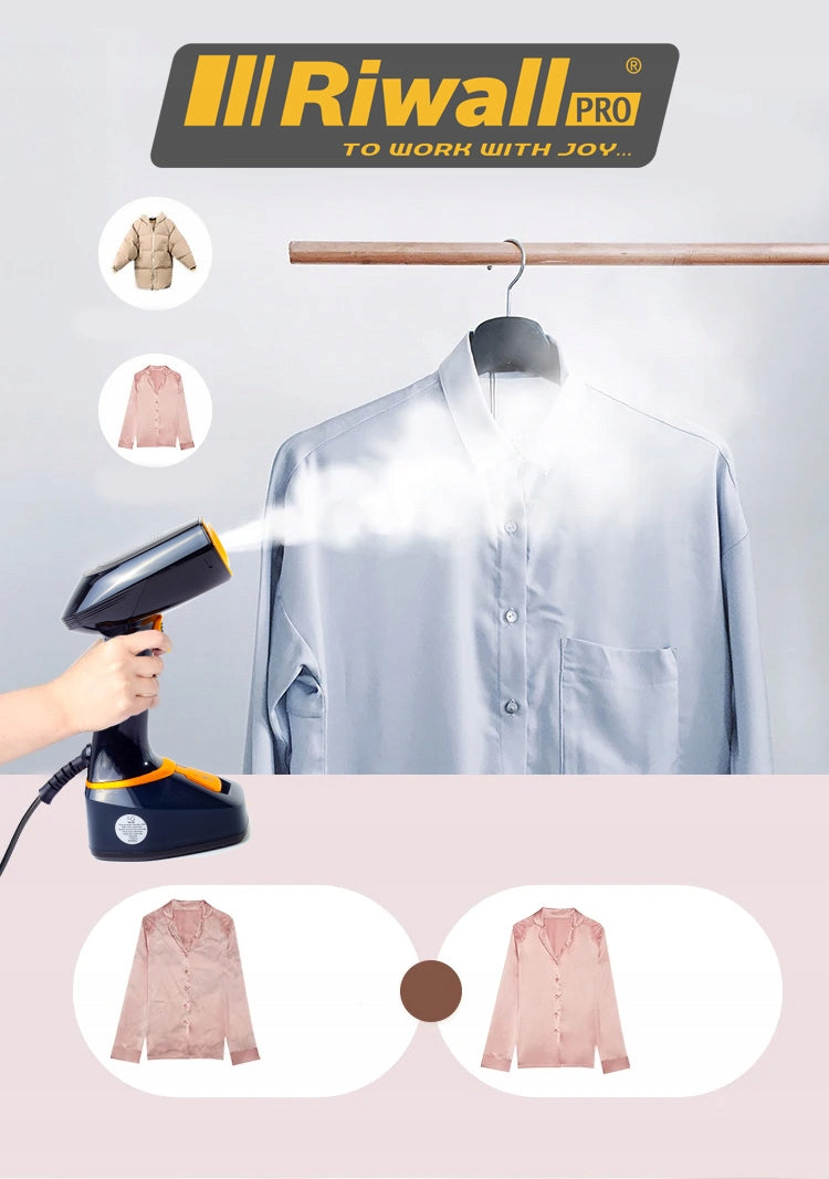CLOTHES STEAMER IRON SET ACCESSORIES 7in1 RIWALL RX-01 Manufacturer code PAROWNICA DO UBRAŃ STEAMER ŻELAZKO PAROWE