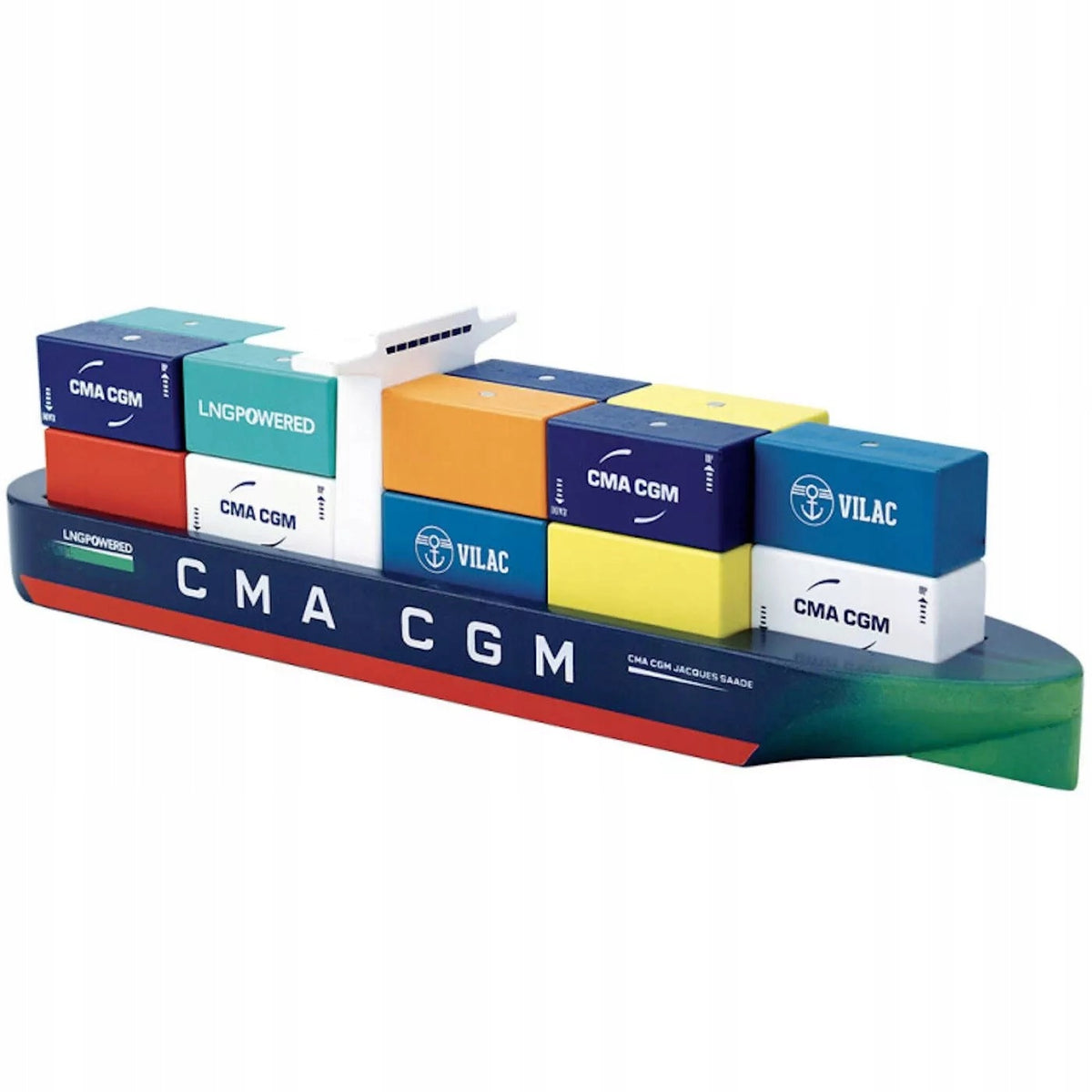 CMA CGM container ship and 18 Vilac magnetic container blocks