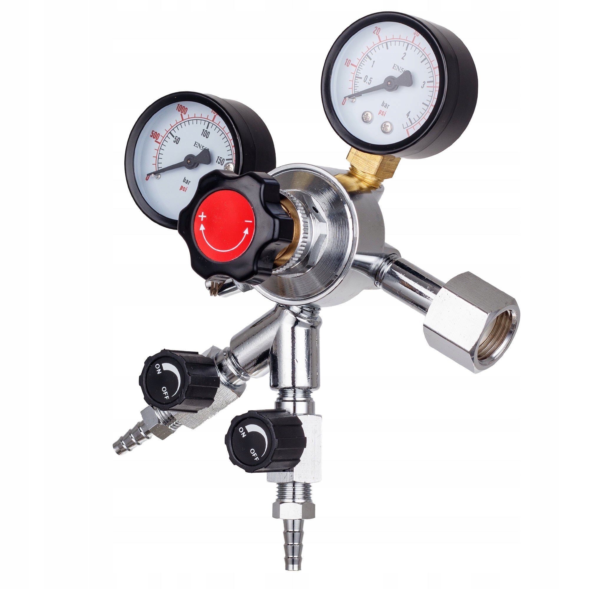 CO2 Reducer for Water Beer Wine Cider KEG Double 2 Connections 8mm Valves Packaging status original