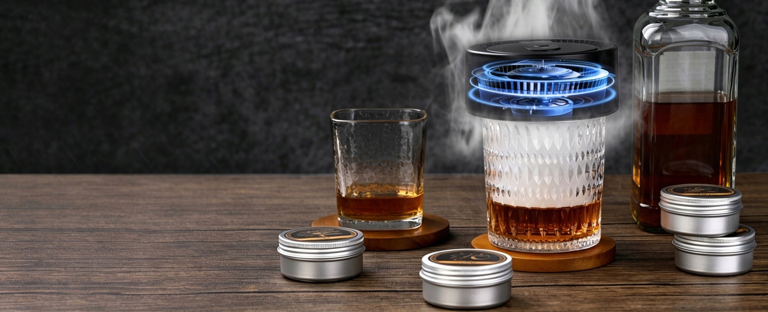 COCKTAIL SMOKING SET ELECTRIC SMOKER BARTENDER GIFT WOOD CHIPS Manufacturer no brand