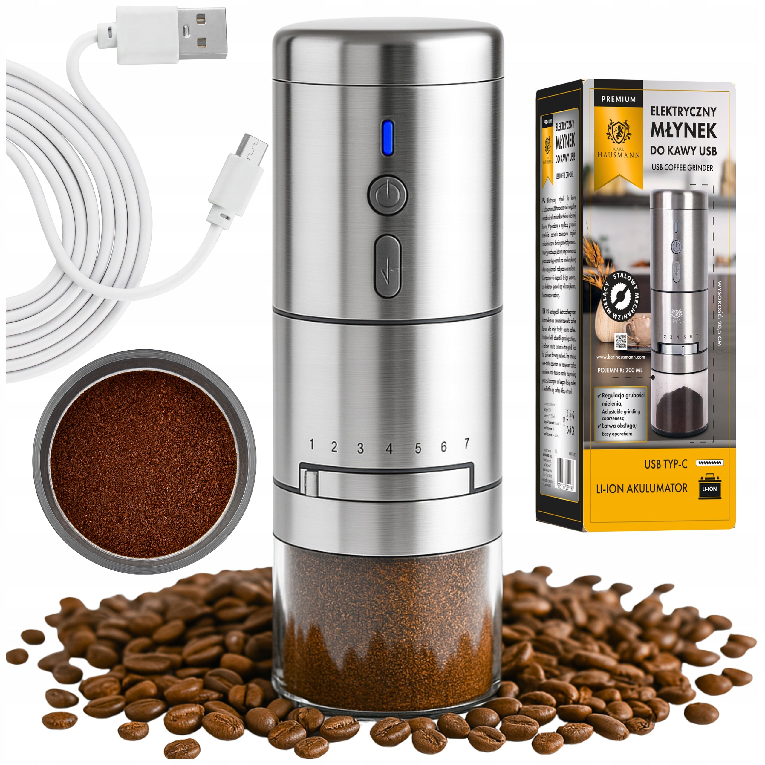 COFFEE GRINDER ELECTRIC CORDLESS USB C COFFEE GRINDER