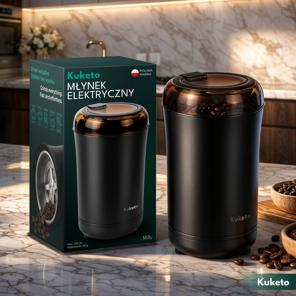 COFFEE GRINDER ELECTRIC GRINDER 8 BLADES 200W Packaging status original