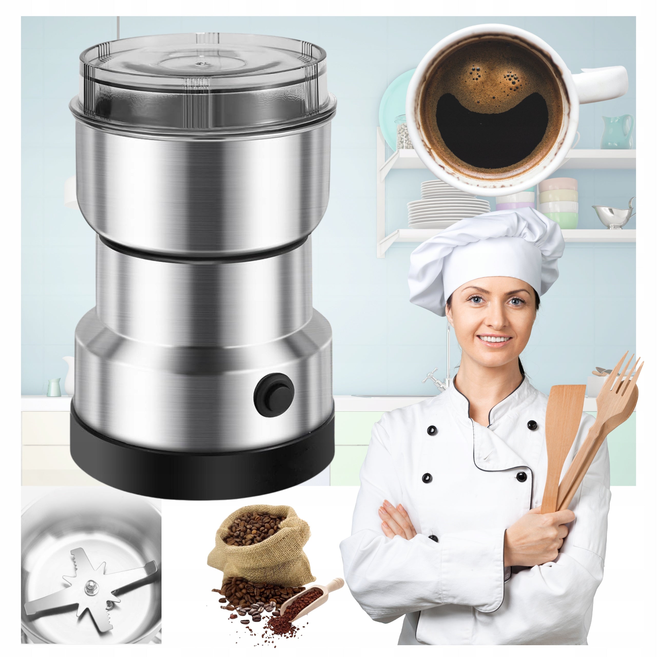 COFFEE GRINDER NUT SPICE GRINDER ELECTRIC EFFICIENT POWERFUL
