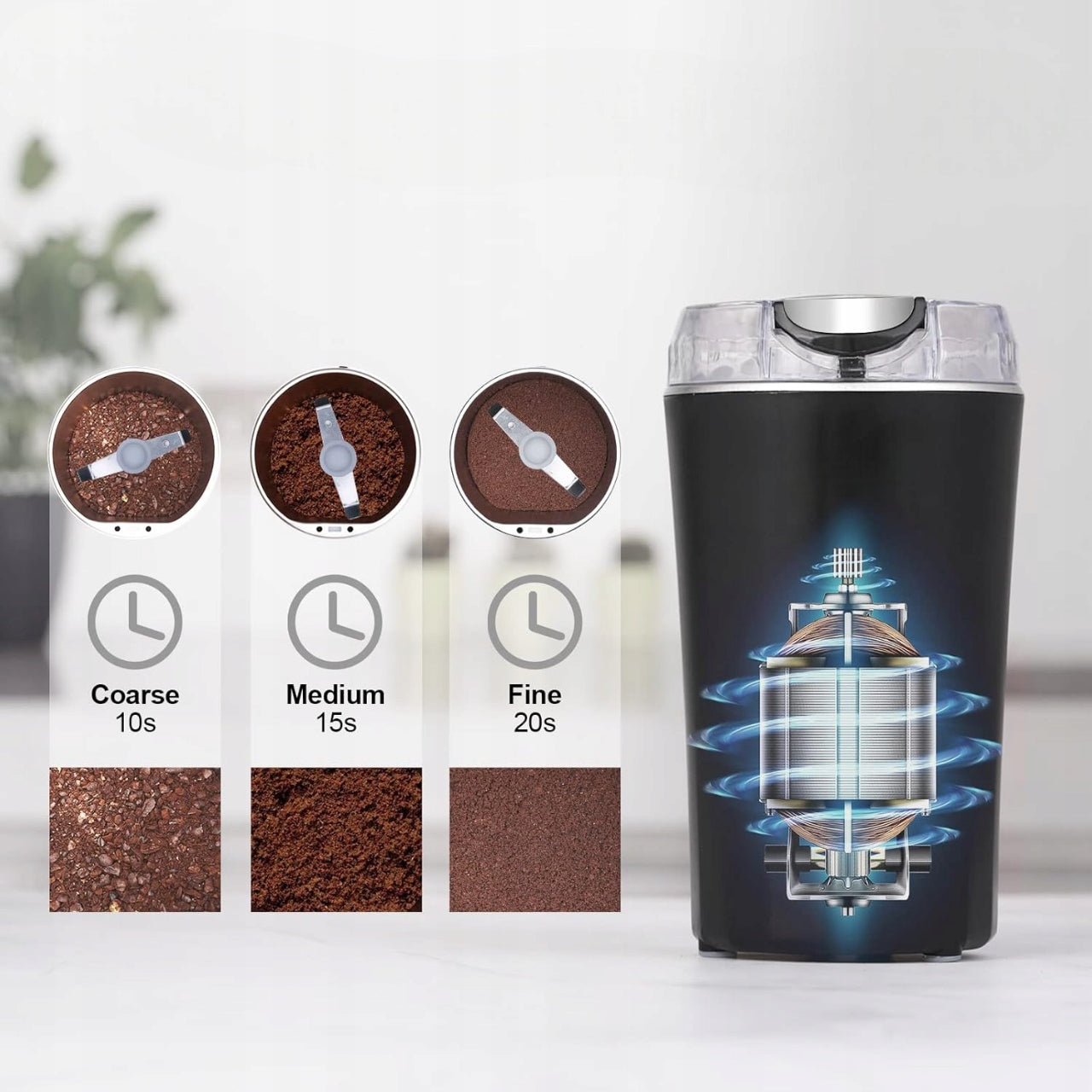 COFFEE GRINDER SUGAR BEANS ETC. ELECTRIC POWERFUL 200W 6 BLADES Brand LTC