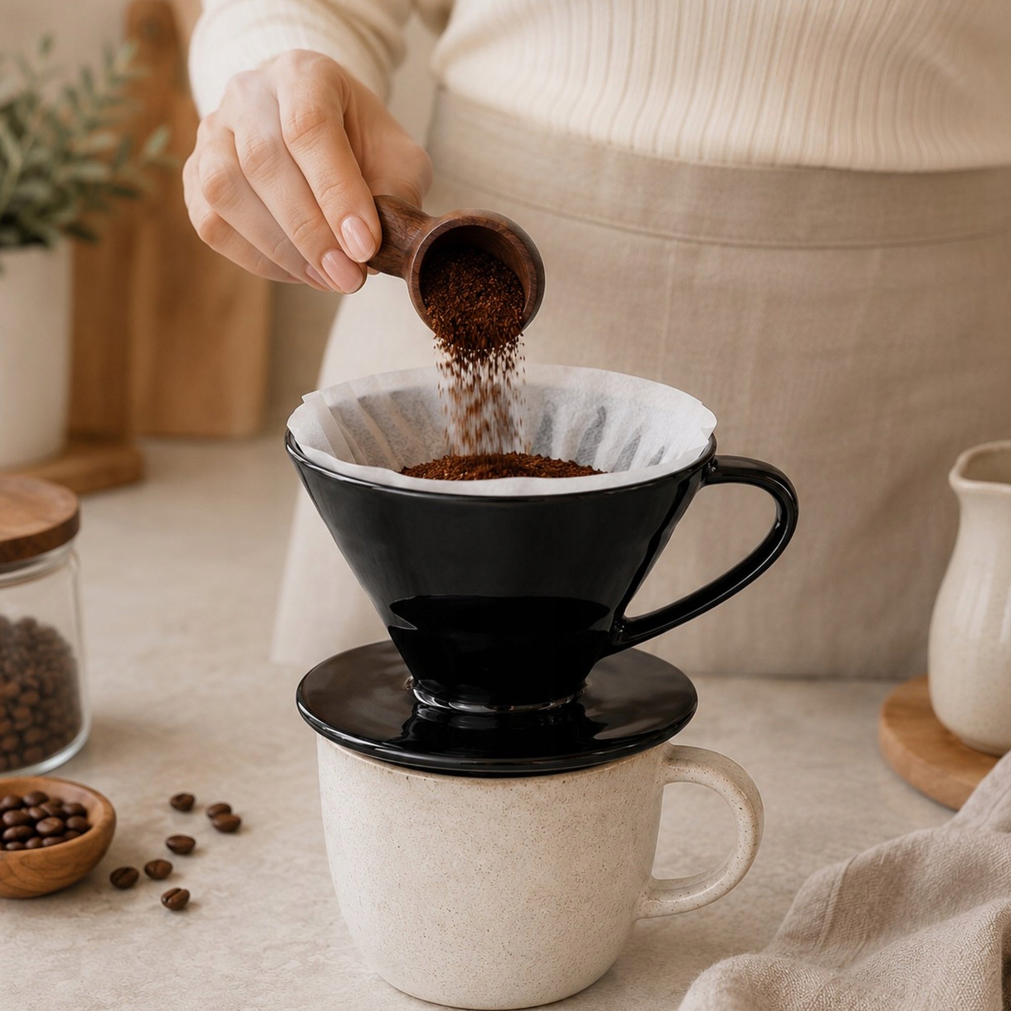 COFFEE INFUSER FILTERING CERAMIC FUNNEL BLACK DRIP DRIPPER Packaging status original
