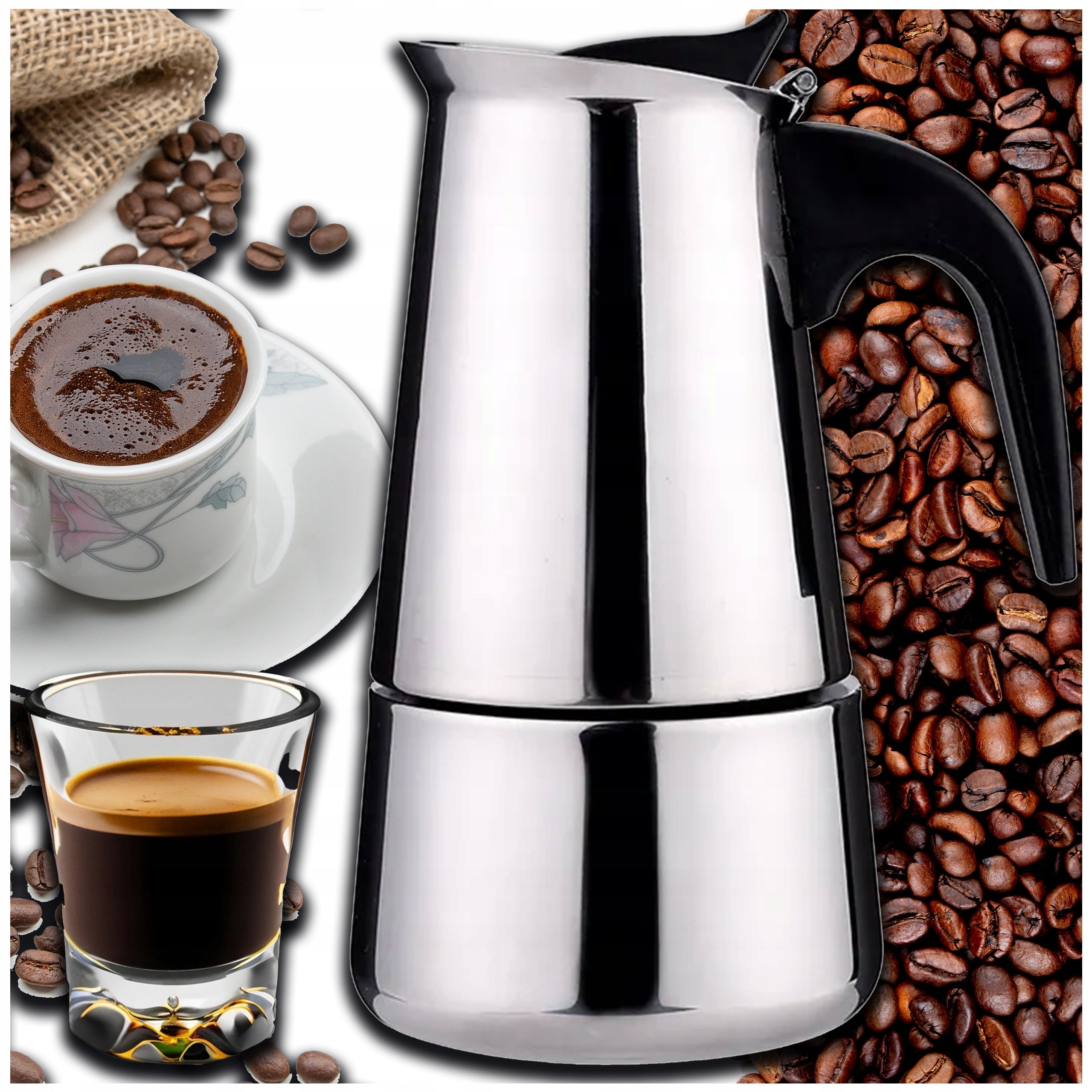 COFFEE MAKER STEEL COFFEE MAKER 9 CUPS COFFEE INDUCTION 450ml ITALIAN