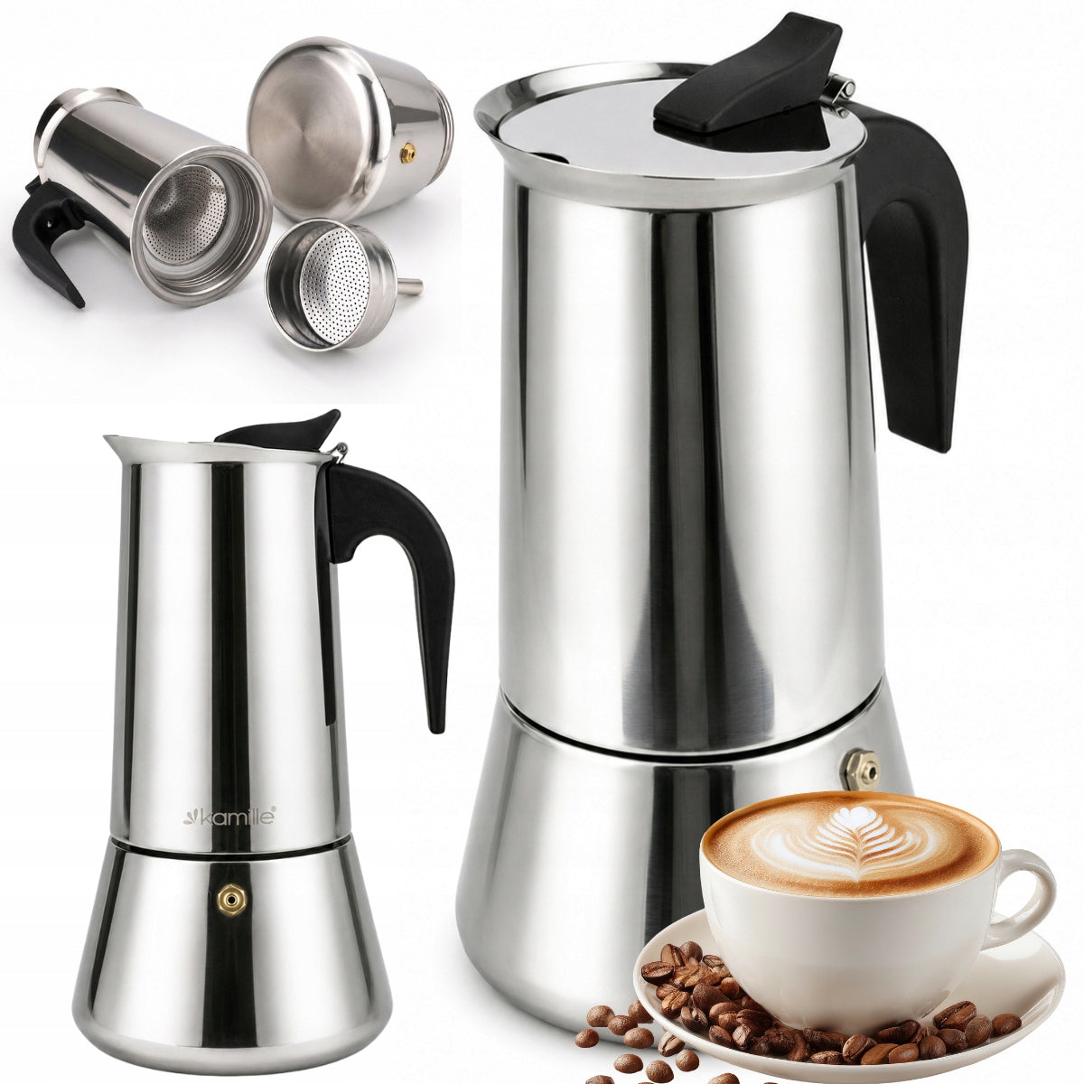 COFFEE MAKER STEEL ESPRESSO BREWER 600 ml KAMILLE