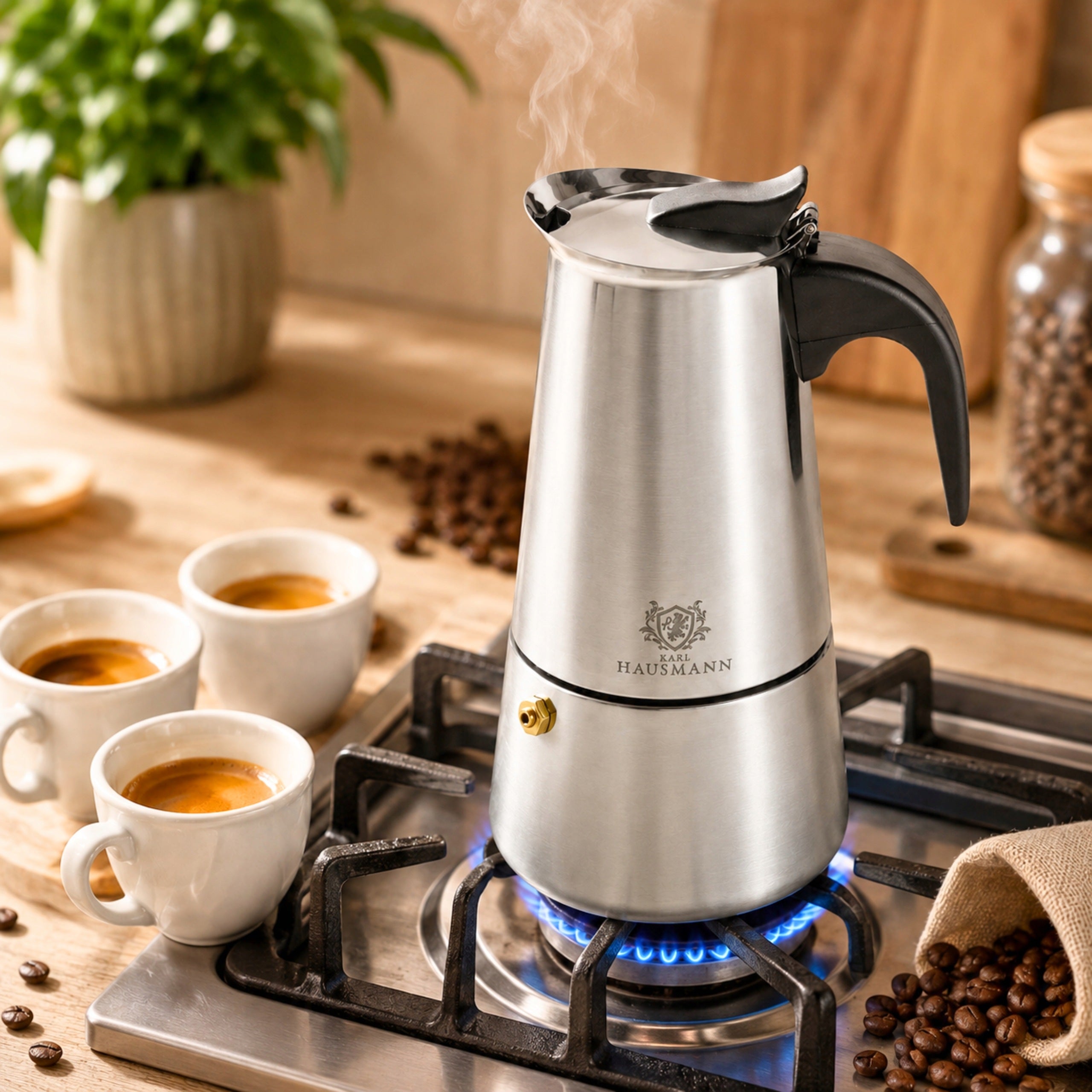 COFFEE MAKER TEA INFUSER 450ml STEEL for GAS 9 cups Manufacturer code KAWIARKA ZAPARZACZ DO KAWY STALOWA 450ml 9x