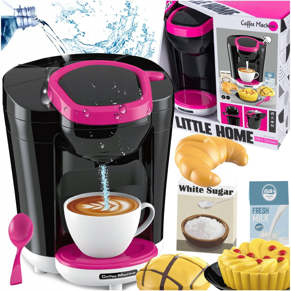COFFEE MAKER TOY FOR CHILDREN SET AGD XL CAFE CAKE BUNS