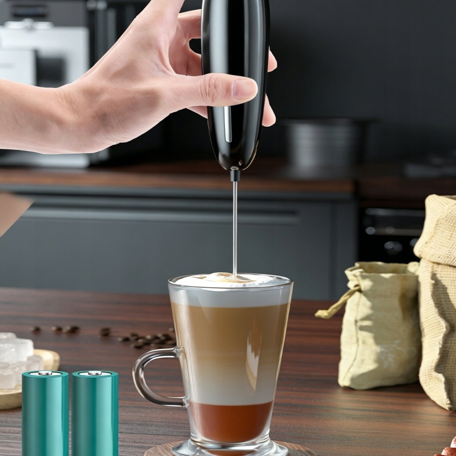 COFFEE MILK FROTHER MANUAL ELECTRIC BEATER CORDLESS MIXER! Packaging status original