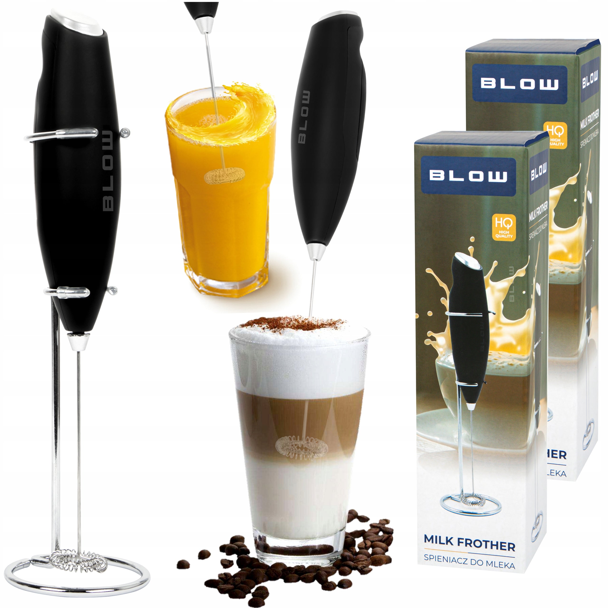 COFFEE MILK FROTHER WITH STAND MINI ELECTRIC HAND MIXER 2 PIECES
