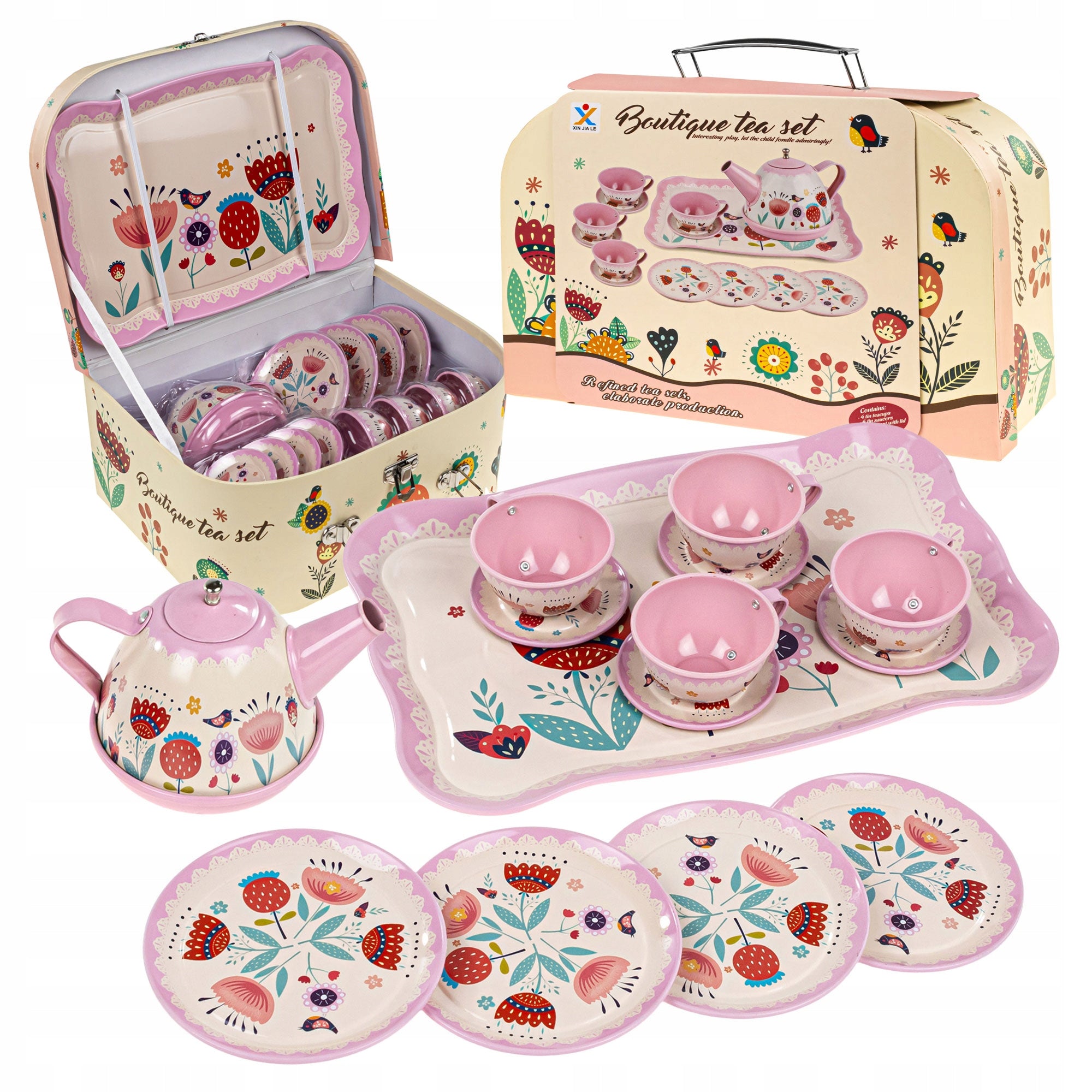 COFFEE SERVICE FOR CHILDREN SET CUP PLATES KETTLE- METAL