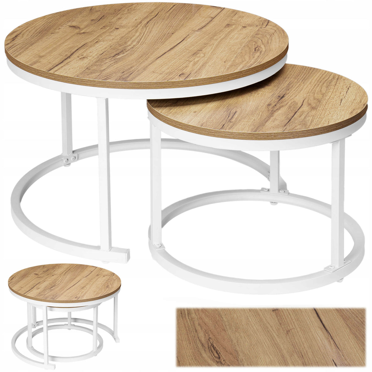COFFEE TABLE 2in1 FOLDING ROUND BENCH CRAFT TABLE SET FOR LIVING ROOM