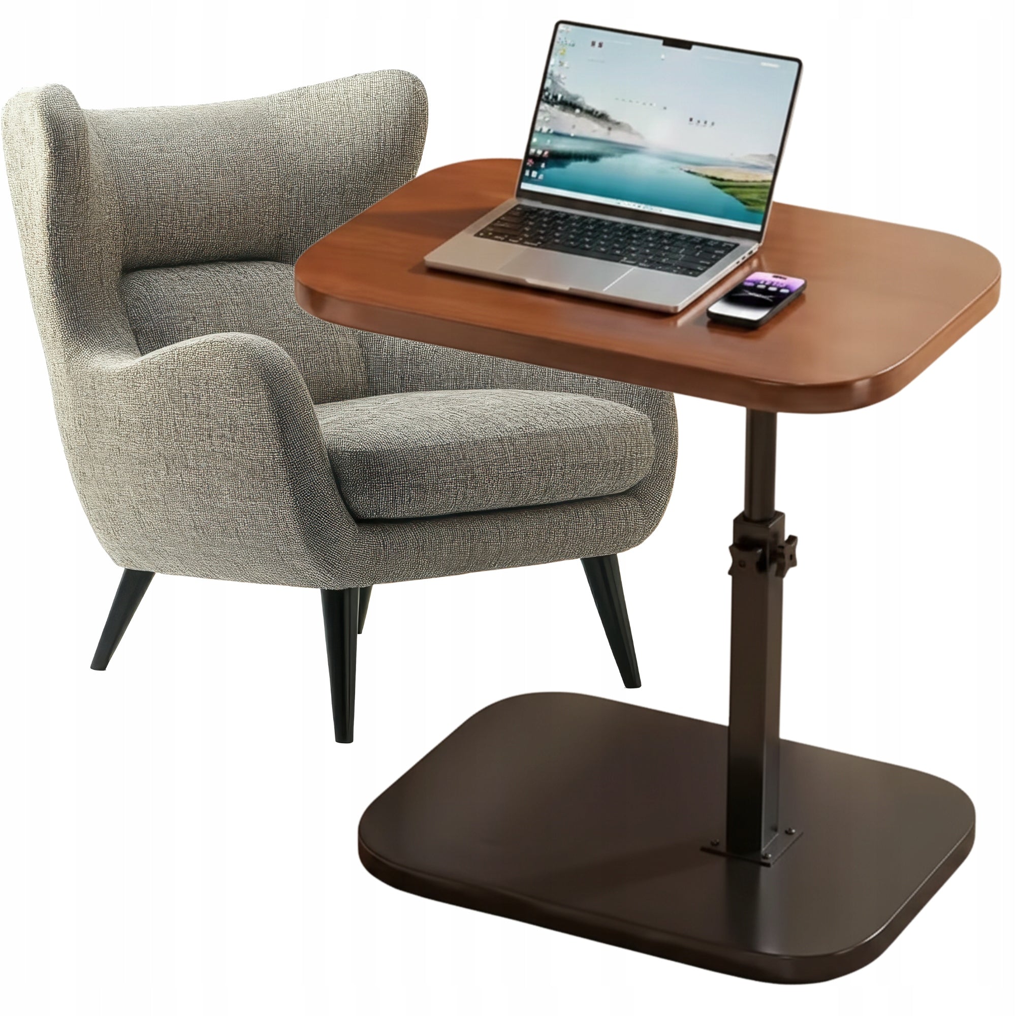 COFFEE TABLE ADJUSTABLE SIDE NIGHT AUXILIARY LOFT WALNUT FOR LAPTOP