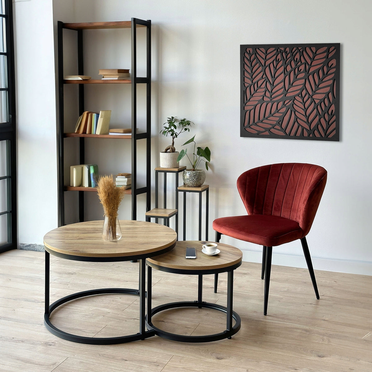 COFFEE TABLE FOLDING ROUND LOFT CRAFT TABLE SET FOR LIVING ROOM XXL Packaging status original