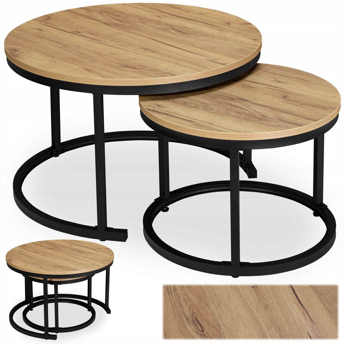 COFFEE TABLE FOLDING ROUND LOFT CRAFT TABLE SET FOR LIVING ROOM XXL