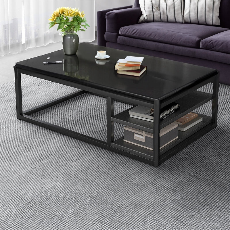 COFFEE TABLE MODERN BENCH WITH SHELVES LIVING ROOM LARGE 120 CM LOFT BLACK EAN (GTIN) 5904890431300