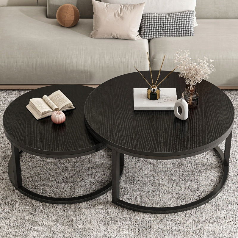 COFFEE TABLE ROUND SET OF 2 BLACK TABLES MODERN LOFT FOR LIVING ROOM Packaging status original
