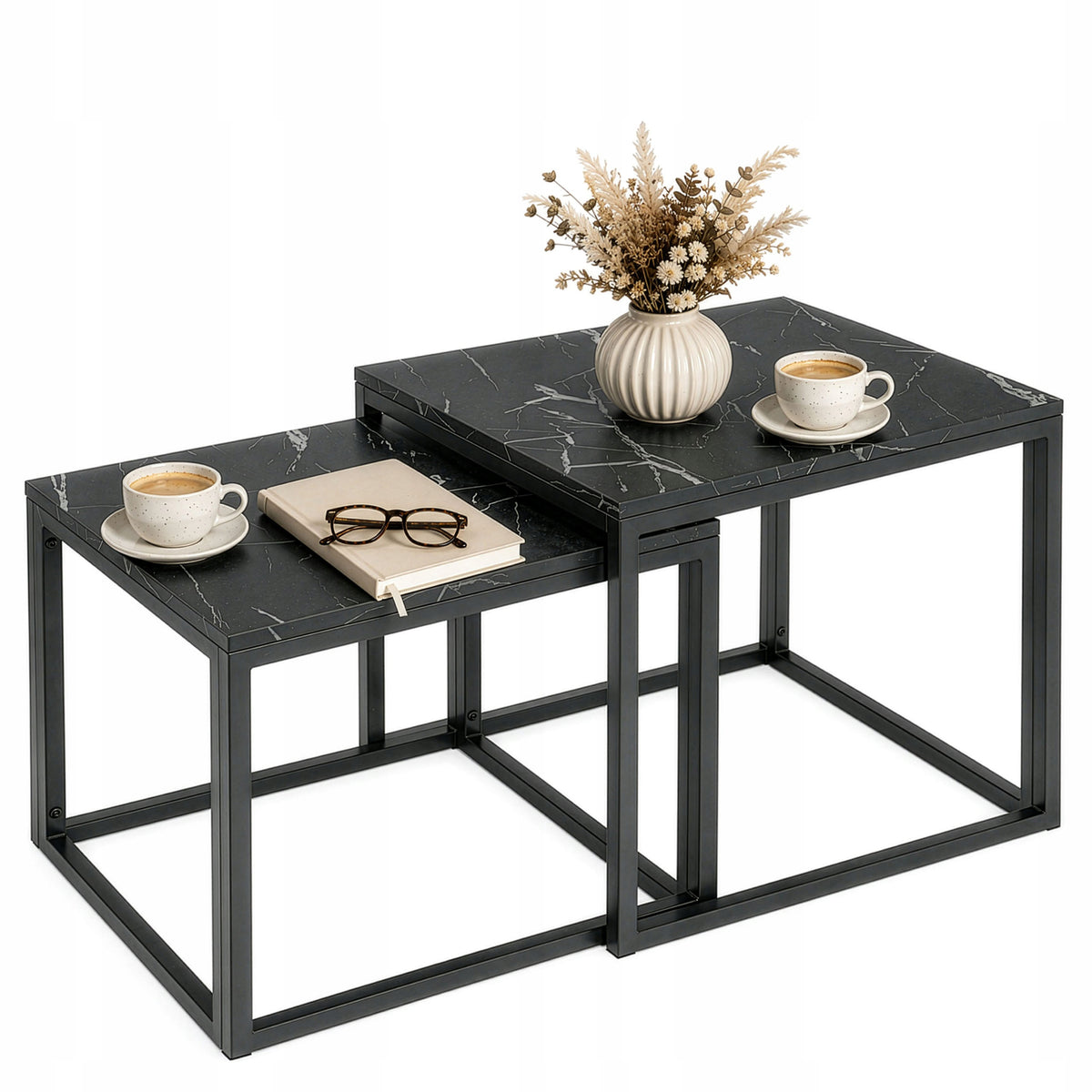 COFFEE TABLE SET 2in1 COFFEE TABLES FOLDING FOR LIVING ROOM GRAPHITE