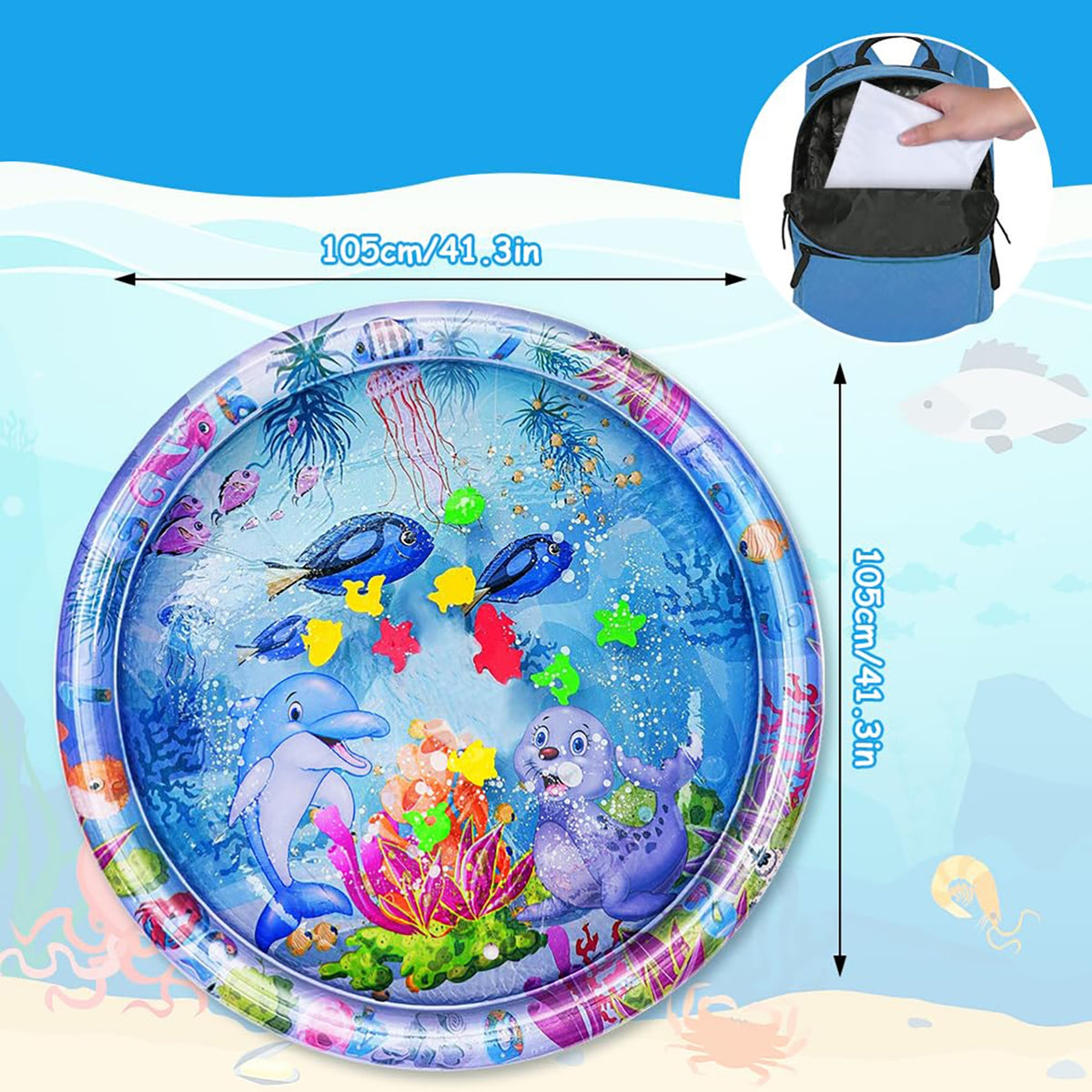 COLOR SENSORY WATER MAT FOR BABIES CHILDREN INFLATABLE COLOR 105 Manufacturer code Dziecięca mata wodna – fioletowa