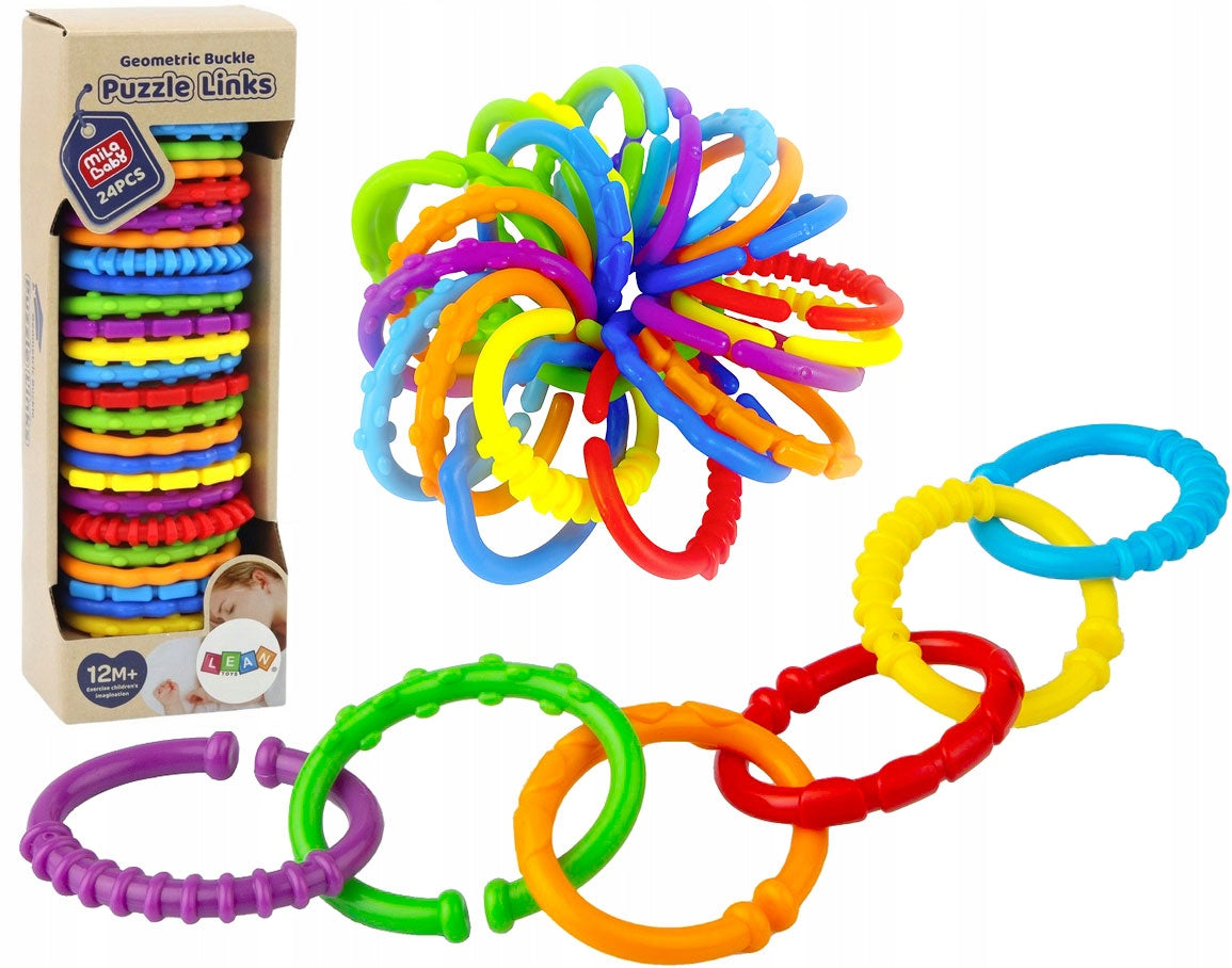 COLORFUL SENSORY BRACELETS for baby links to connect 24 pcs