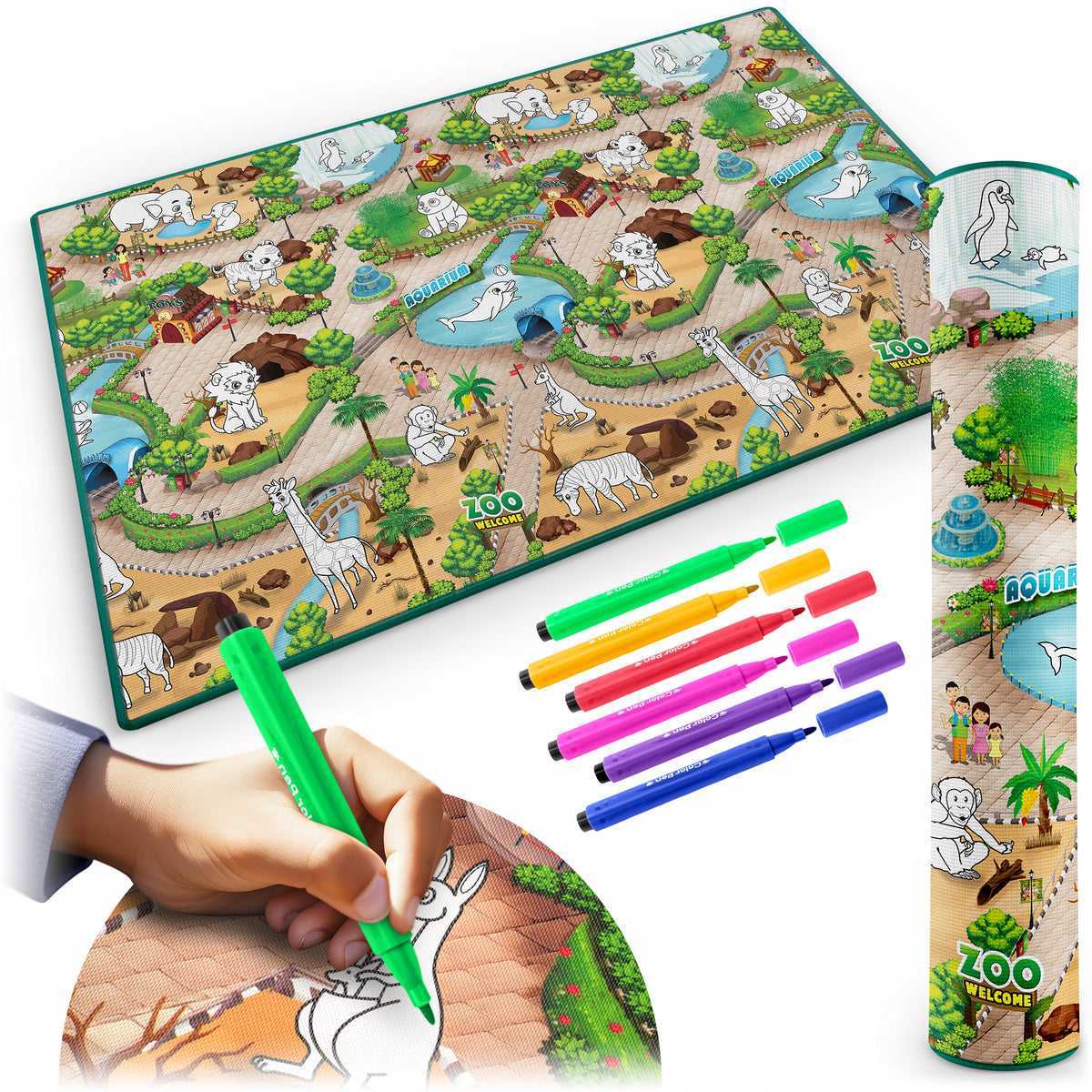 COLORING FOAM MAT 200X120 CM FOR CHILDREN WASHABLE WATERPROOF 2IN1