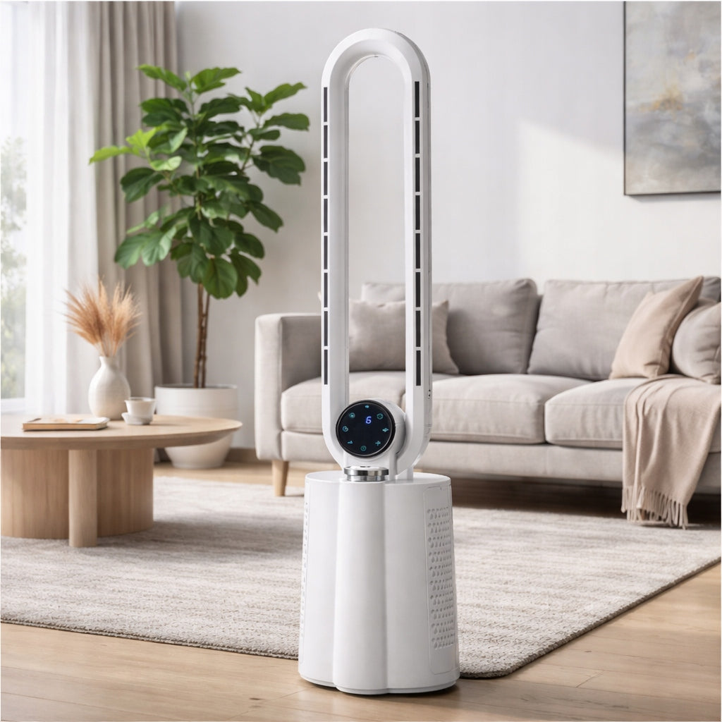 COLUMN FAN BLADELESS HUMIDIFICATION AROMA UV REMOTE CONTROL QUIET 40dB Dominant color white