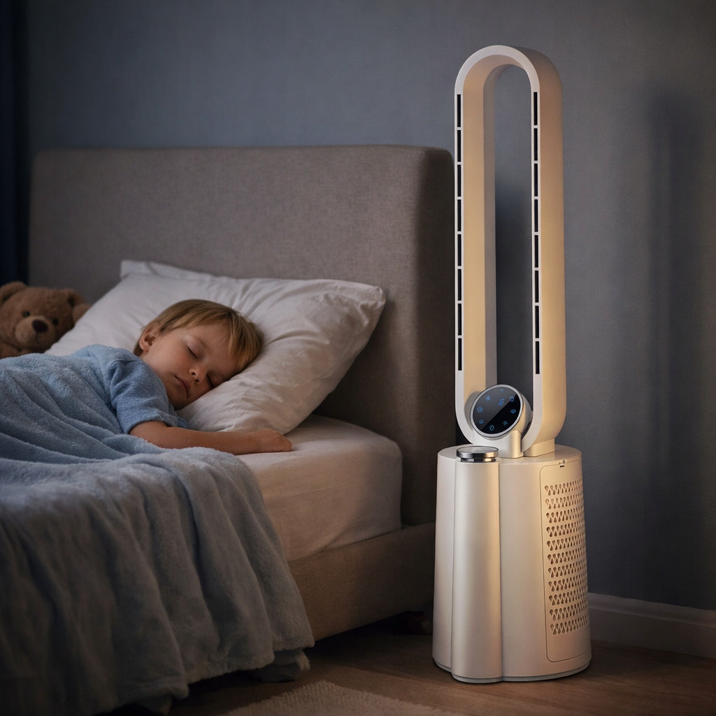 COLUMN FAN BLADELESS HUMIDIFICATION AROMA UV REMOTE CONTROL QUIET 40dB Fan type column