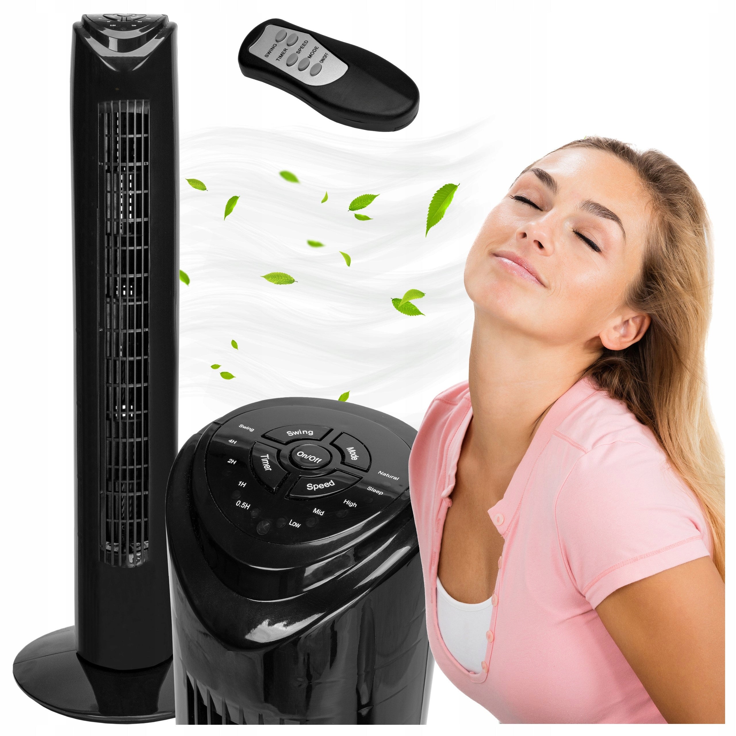 COLUMN FAN FLOOR FAN BLACK STANDING QUIET WITH 45W REMOTE CONTROL Brand Gockowiak