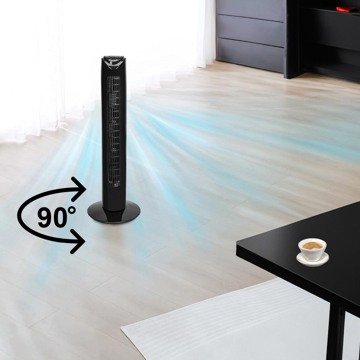 COLUMN FAN FLOOR FAN BLACK STANDING QUIET WITH 45W REMOTE CONTROL Manufacturer code MG3062885